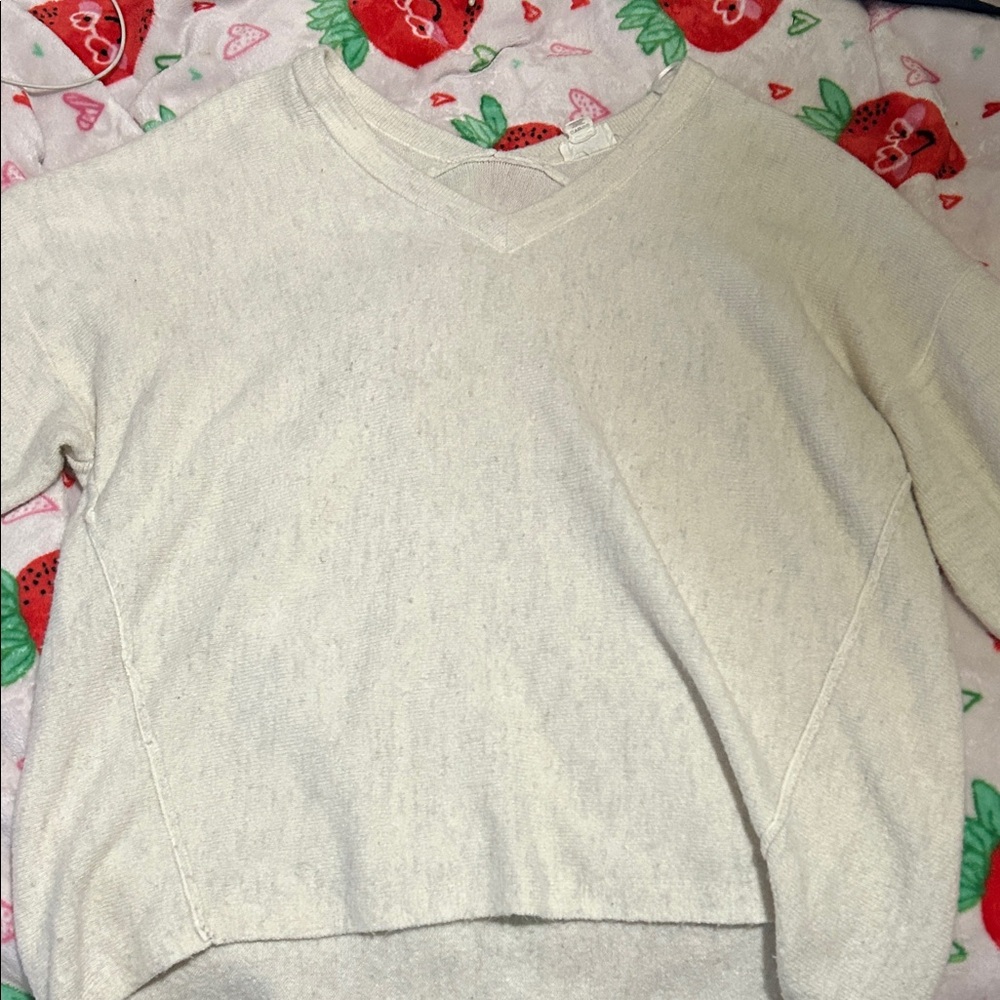 LOFT Off-White V-Neck Sweater